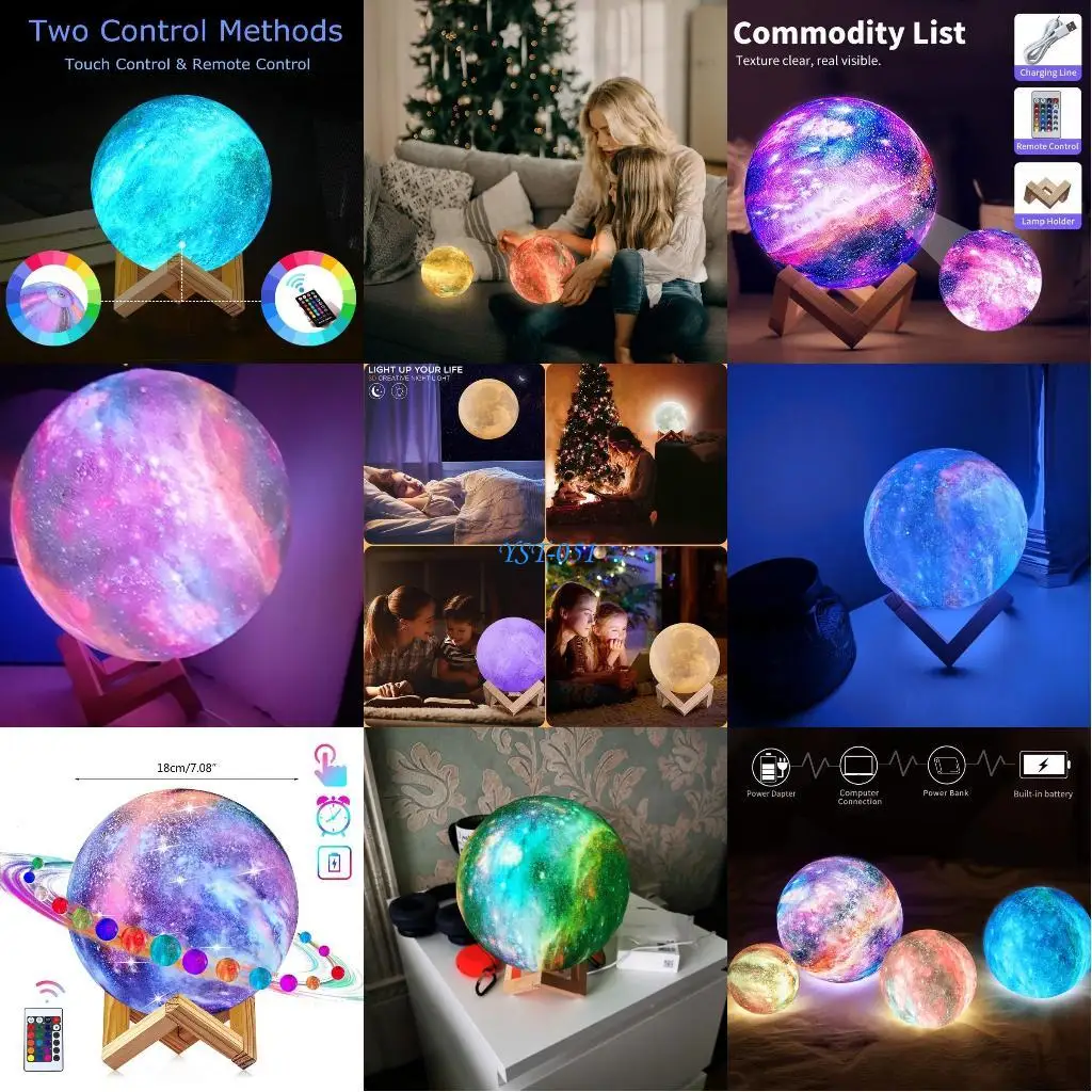 E15A PLA Wiederaufladbare Nachttischlampen, perfektes Geburtstags-Weihnachtsgeschenk für Kinder