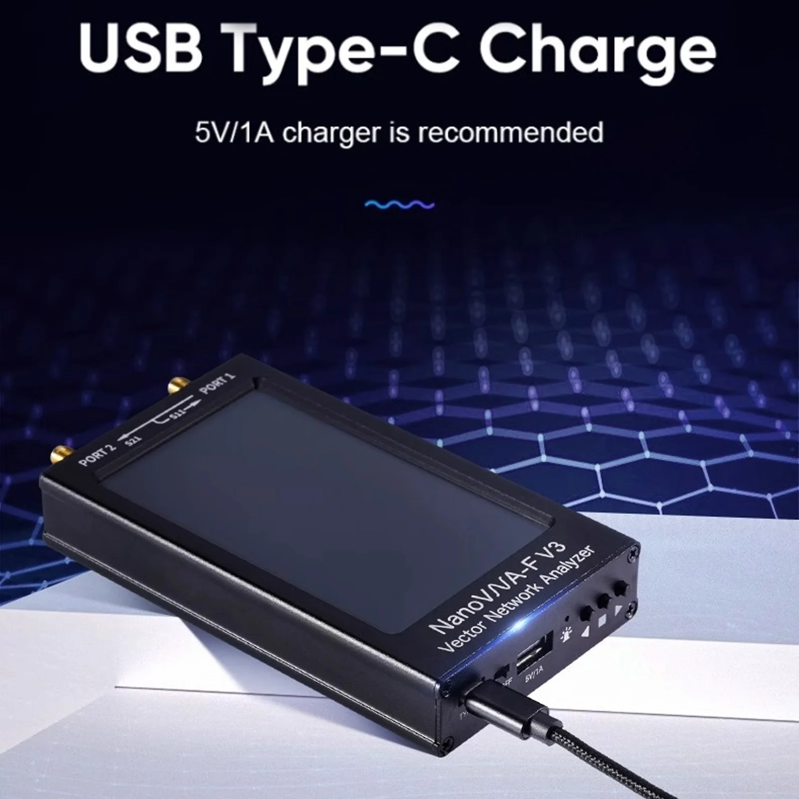 نطاق تردد محلل شبكة المتجهات 1 ميجا هرتز إلى 6 جيجا هرتز 4.3 بوصة شاشة تعمل باللمس تصميم محمول عالي الدقة محلل هوائي VHF UHF