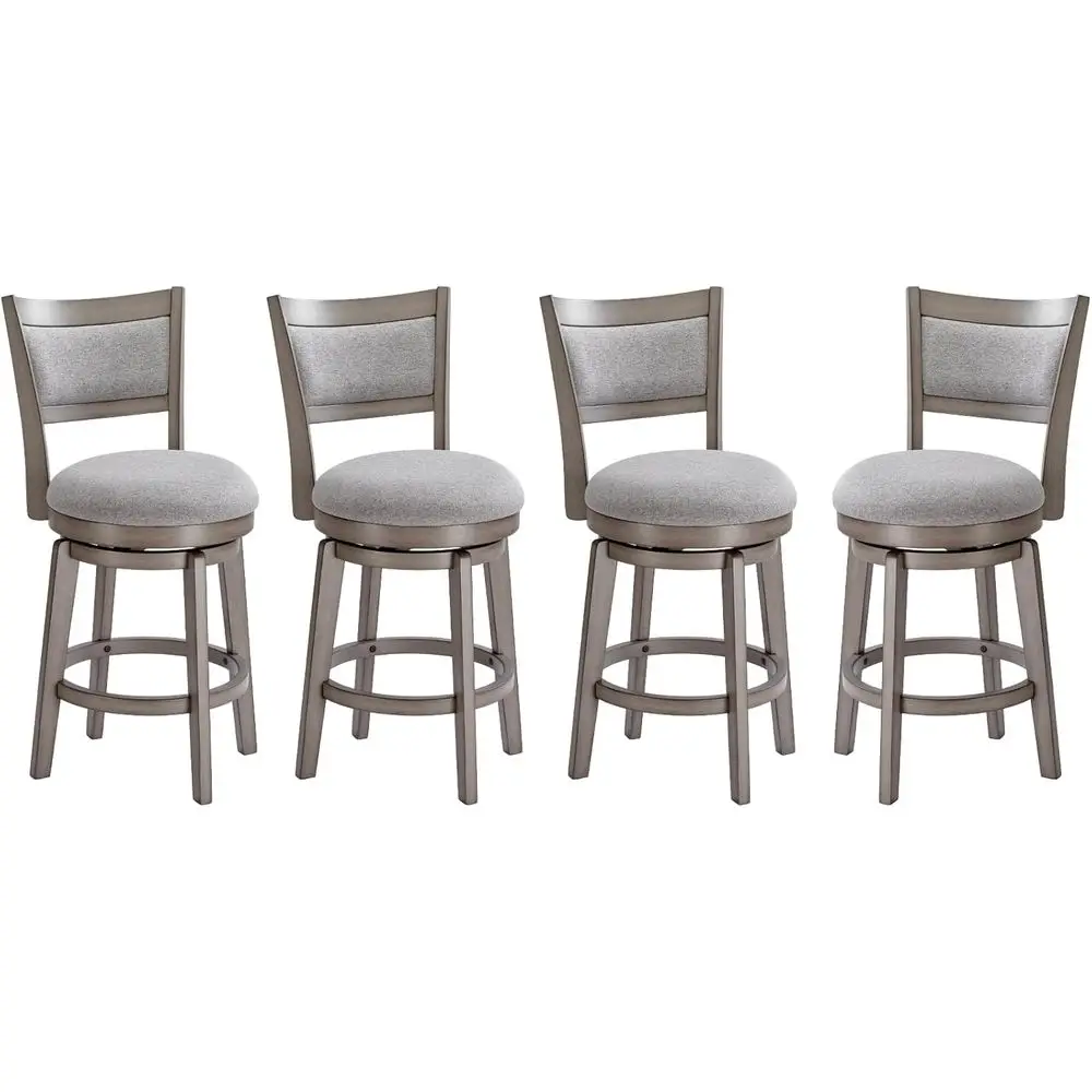 

Swivel Bar Stools Set o 4, 24 Inch Counter Height Barstools, High Back Bar Stool with Solid Wood Legs & Wrap-Around ootrest, Cou