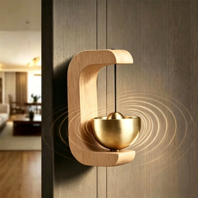 Japanese Wooden Wind Chimes Wireless Doorbell Hanging Decorations Entrance Door Bell Decorative Wind Bell for Home Opening