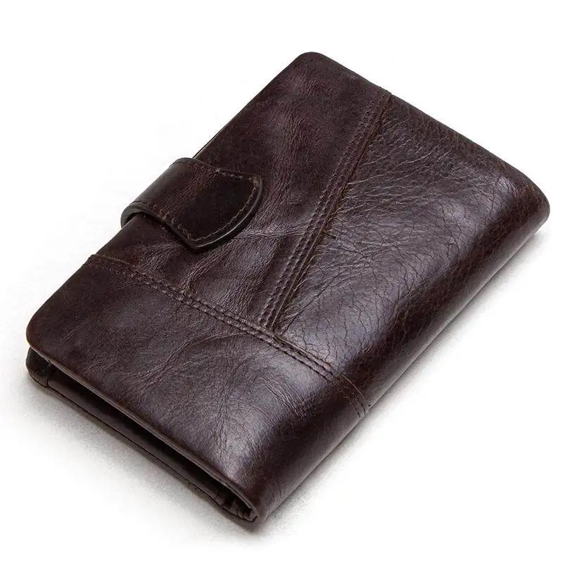 CONTACT'S Genuine Leather Short Wallets for Men Vintage Slim Card Holders Coin Purses Money Clip Brand Men's Bags Handbag Wallet