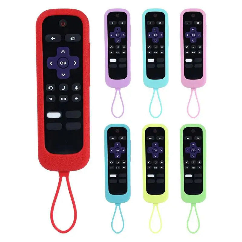 Silicone Remote Control Cover Sleeve For TCLROKU Remote Glows In The Dark Non-slip Protective Soft Case Dustproof With Lanyard