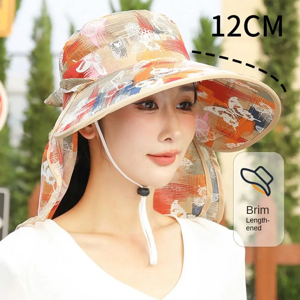Face Covering Sun Hat UV Protection Large Brimmed Face Neck Protection Wide Brim Work Shade Breathable Tea Picking Hat Summer