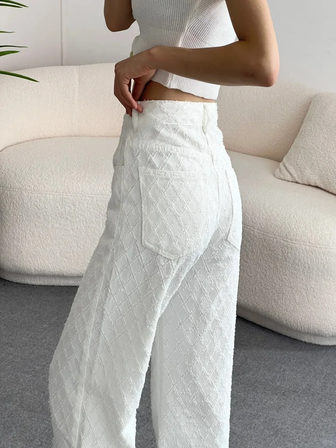 High Waist Straight Leg Embroidered Skinny Jeans Women's Spring Summer New Sle Casual Long Pants Wide Leg Trousers