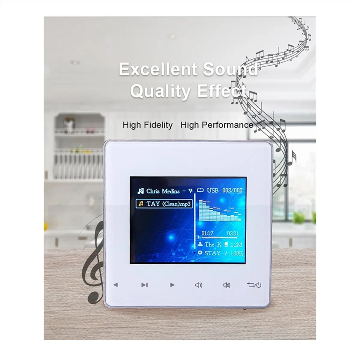 (BAAY) Home New Mini Bluetooth 2.8 HD Screen Wall Amplifier Music Center Sound System TV Tablet Smart Digital Stereo FM(Black)