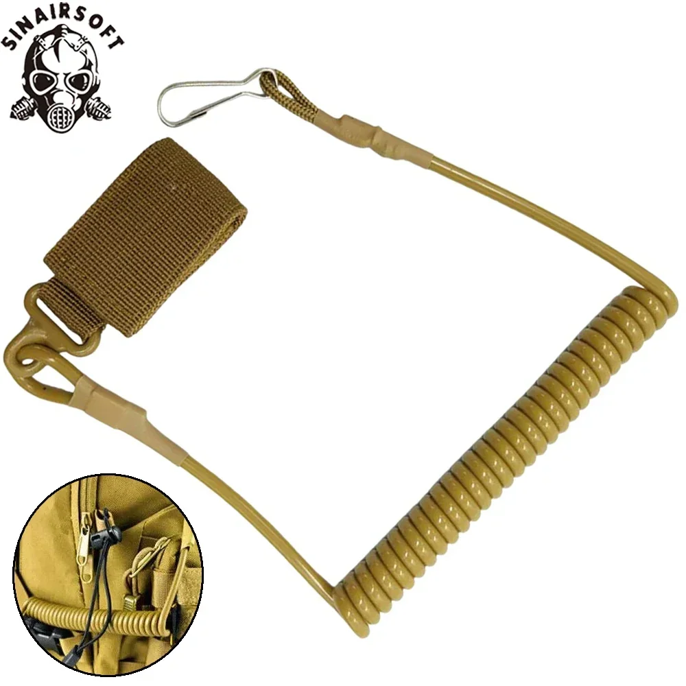 Tactical Anti-lost Elastic Lanyard Rope Outdoor Spring Safety Strap Gun Rope For Key Ring Chain Flashlight Hunting Accessories
