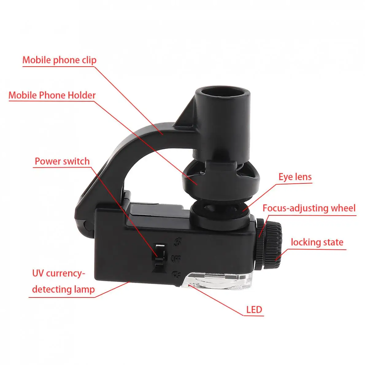 90X mikroskop na telefon komórkowy z komórką klips do telefonu kieszonkowe szkło powiększające światło ledowe UV detektor dla Jade identyfikacji
