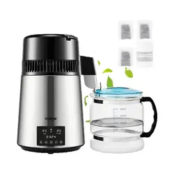 SucceBuy 4L Water Distiller Purifier Filter Dispenser Drinking Bottle Softener Dual Temp Display Overheat Protection Home Use