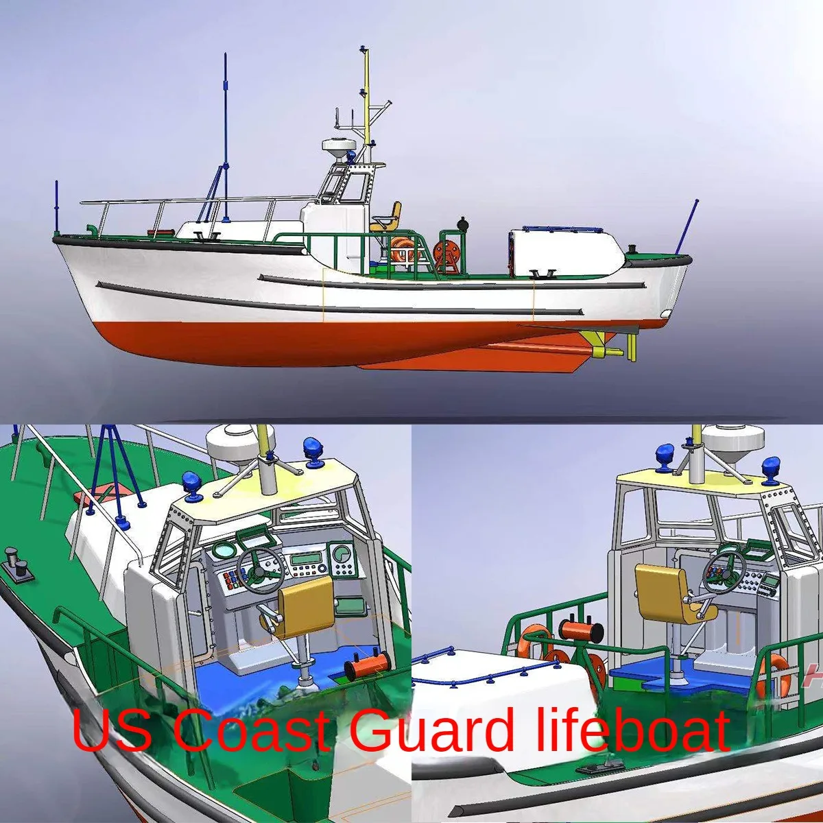 Remote Control Boat U.S. Coast Guard Lifeboat 1/32 Remote Control Boat Model Kit Gift Collection Model Toys