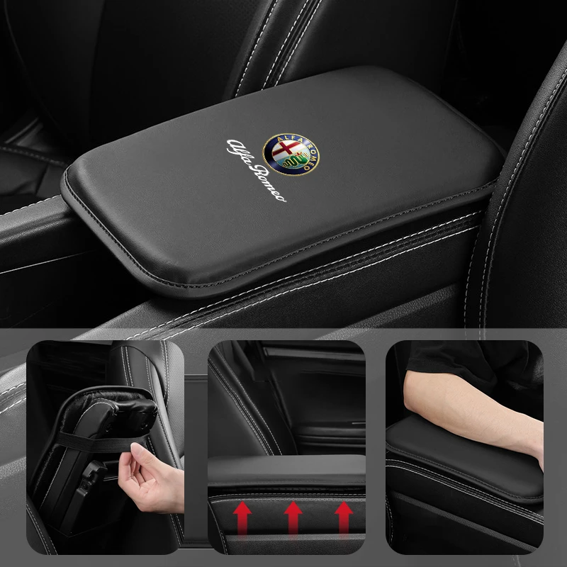 자동차 팔걸이 쿠션 센터 콘솔 보호 팔꿈치 패드 Alfa Romeo Giulia Stelvio Giulietta 156 159 147 Mito Tonale Brera D