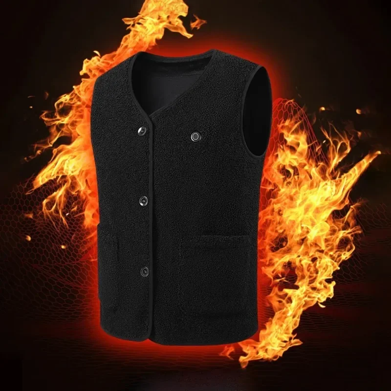 16 Heating Zones Heated Vest for Men Fleece Jacket USB Power Adjustable Temperature Winter Warm   Outdoor Hiking Camping