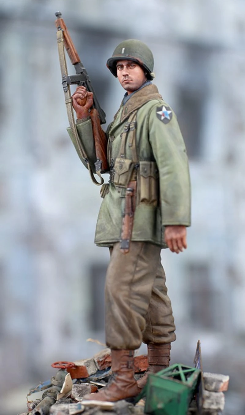 1/16 Scale Die-Cast Resin Figure Model Kit US Infantry (2 Heads) Unassembled and Unpainted