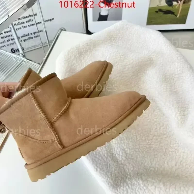 2024 Man and Women Short Boots Real Sheepskin Wool Low-cut Warm Fur Shoes Fur Winter Warm Boots Ladies Snow Boots