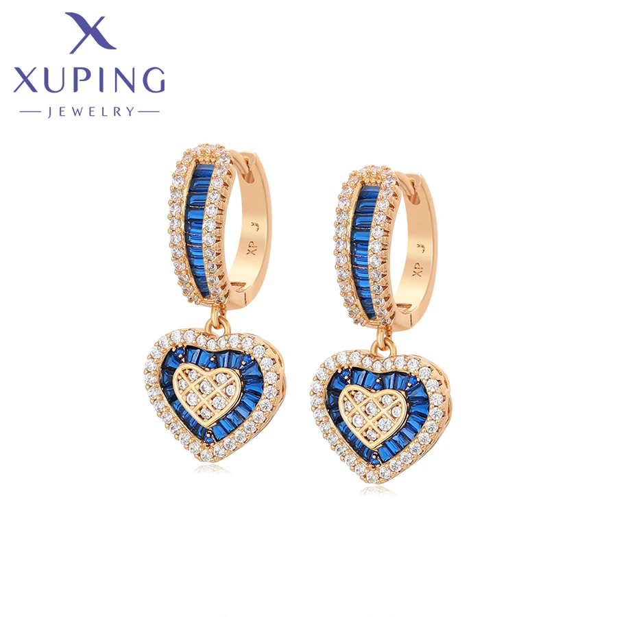 Xuping Jewelry Fashion Romantic Heart Style Goldfarbene Huggies-Ohrringe für Frauen, Freundin, Party, Geschenk, X001002627 – Detail 11