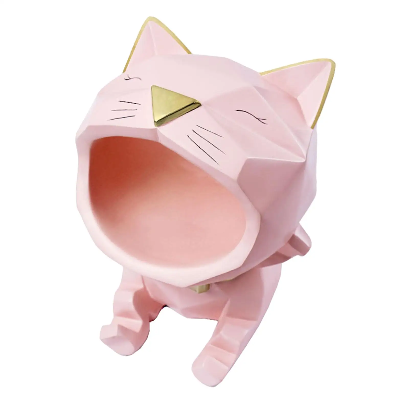 Cat Mouth Storage Box Resin Statue Desktop Key Organizer Jewelry Holder Snack Container Collection Dish for Bedroom Table Decor