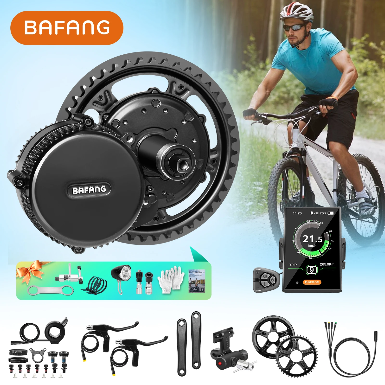 BAFANG 750W/500W Mid Drive Motor Kit no Battery,BBS01B BBS02B BBSHD Electric Bike Motor Conversion Kit for 68mm Bottom Bracket