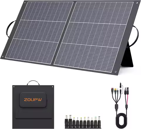 100W Portable Solar Panel N-Type 16BB, 25% Efficiency Ultralight Foldable Charger for RV Camping Off-Grid, IP67 Waterproof