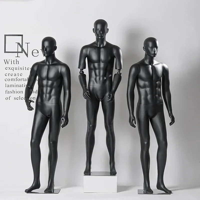 Full Body Men's Clothing Store Men's Model Display Stand Clothing Store High-end Dummy Male Mannequin Stand Dumb Black Mannequin