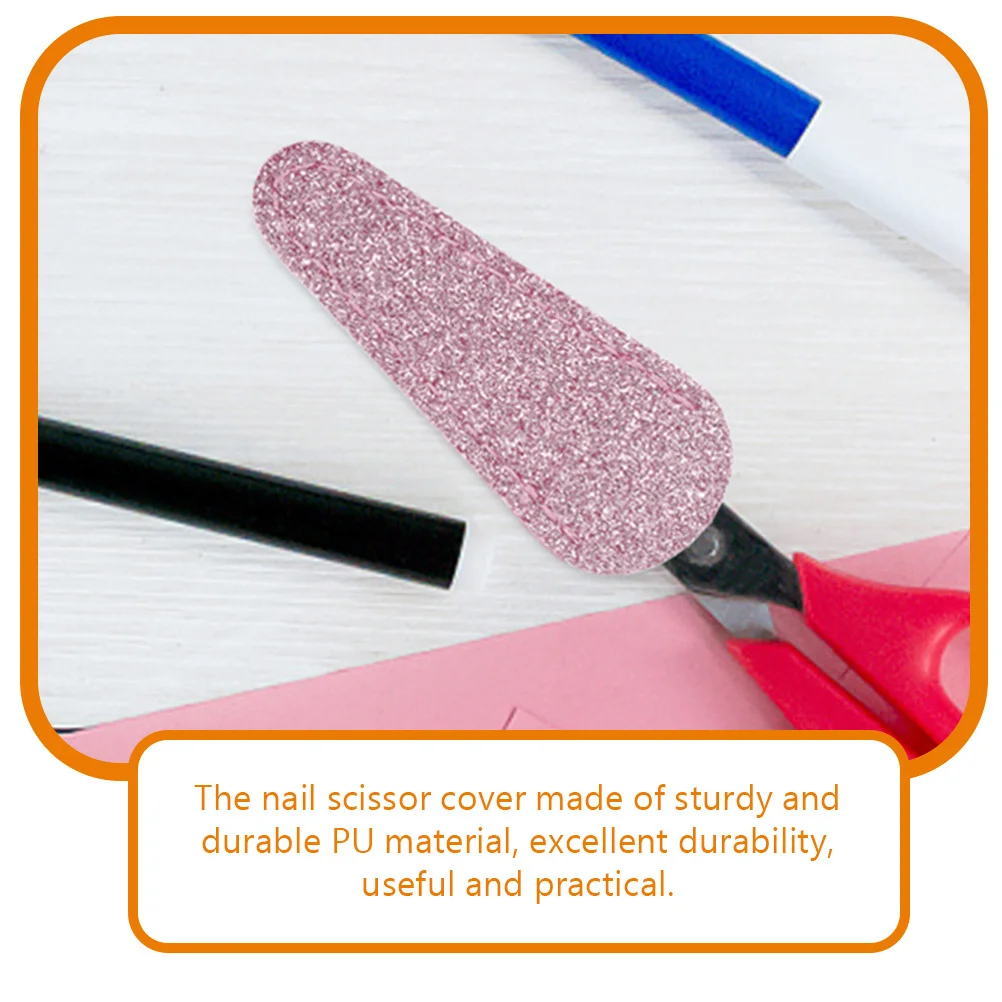 2Pcs Glitter Scissor Covers Premium PU Durability Manicure Tool Protector Cover for Nail Scissors Secure Fit
