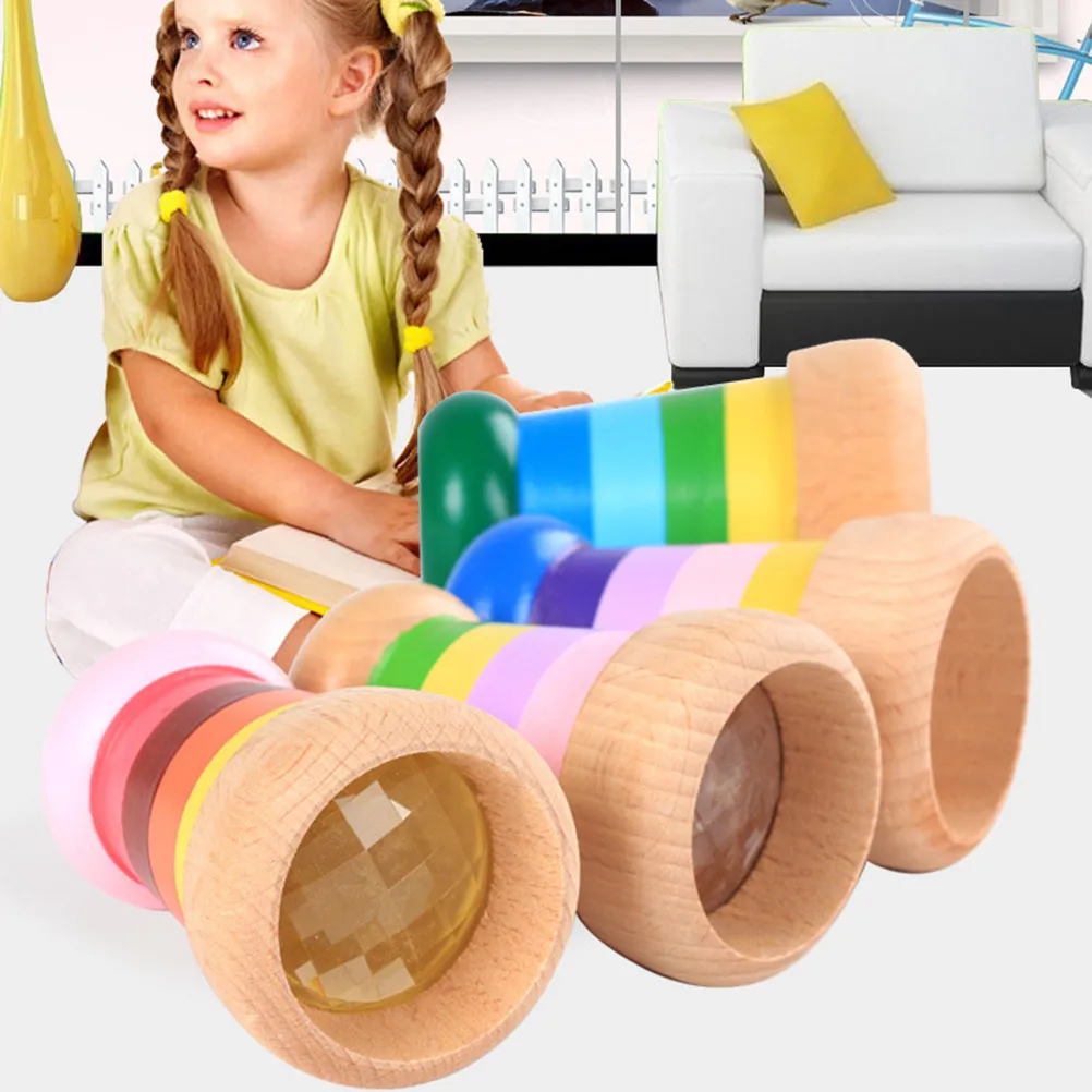 

Wood Kaleidoscope Beautiful Educational Gift for Child Baby Kid Colorful Multi Prism Light Show Stimulate Imagination Logical