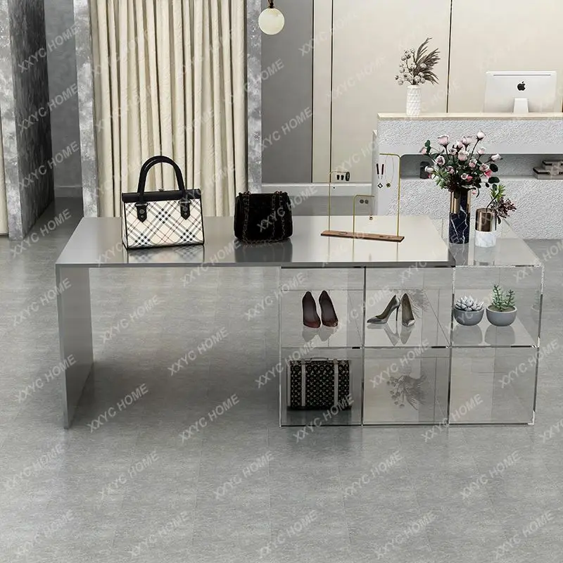 LStainless steel clothing store Nakajima display water table in the middle of the table acrylic floor type Internet celebrity