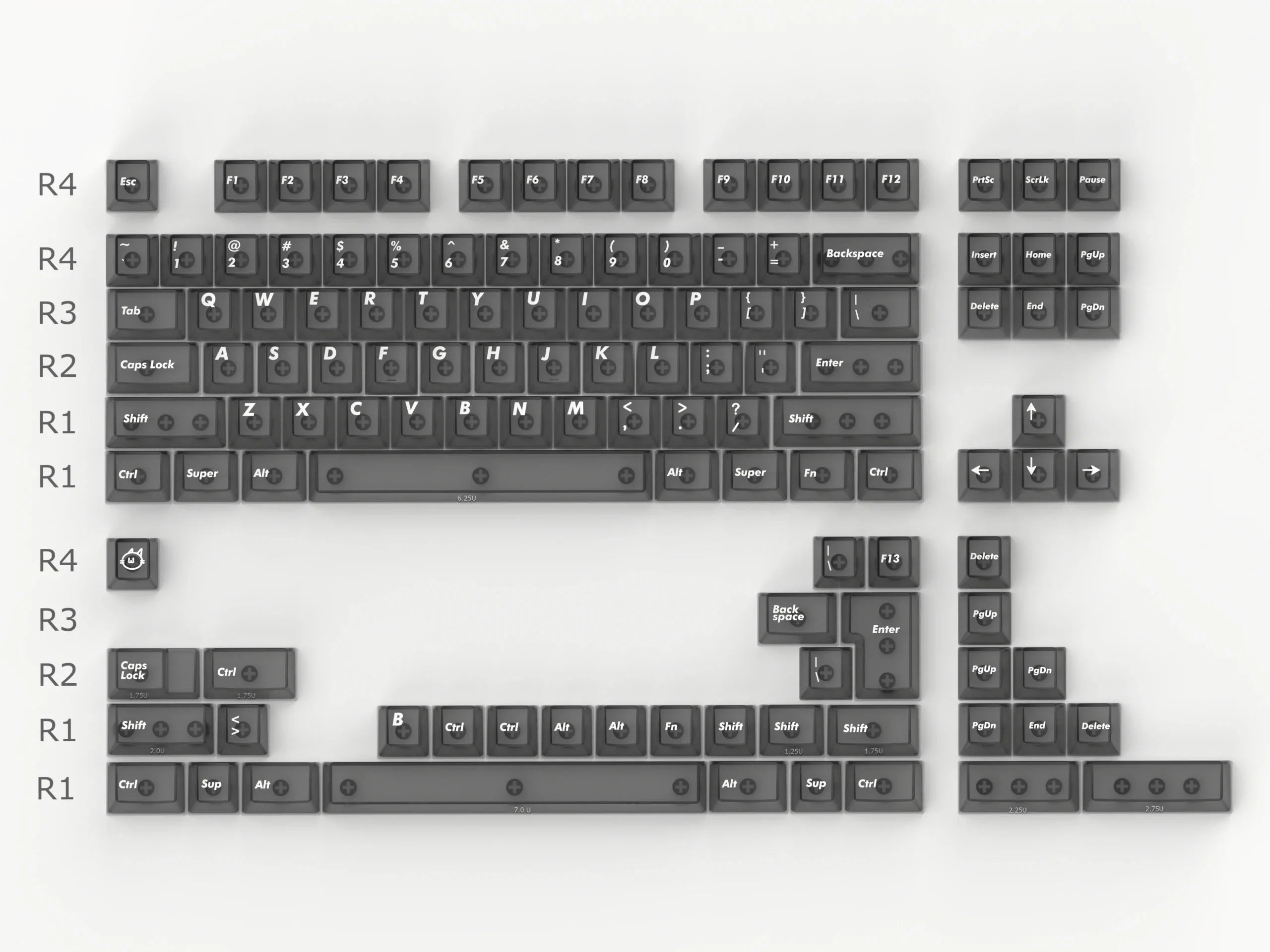 122 Keys Aifei Keycaps ABS Double Shot  Fog Transparent Cherry Height Red Black Red Grey for 61 68 75 87 Mechanical Keyboard PC