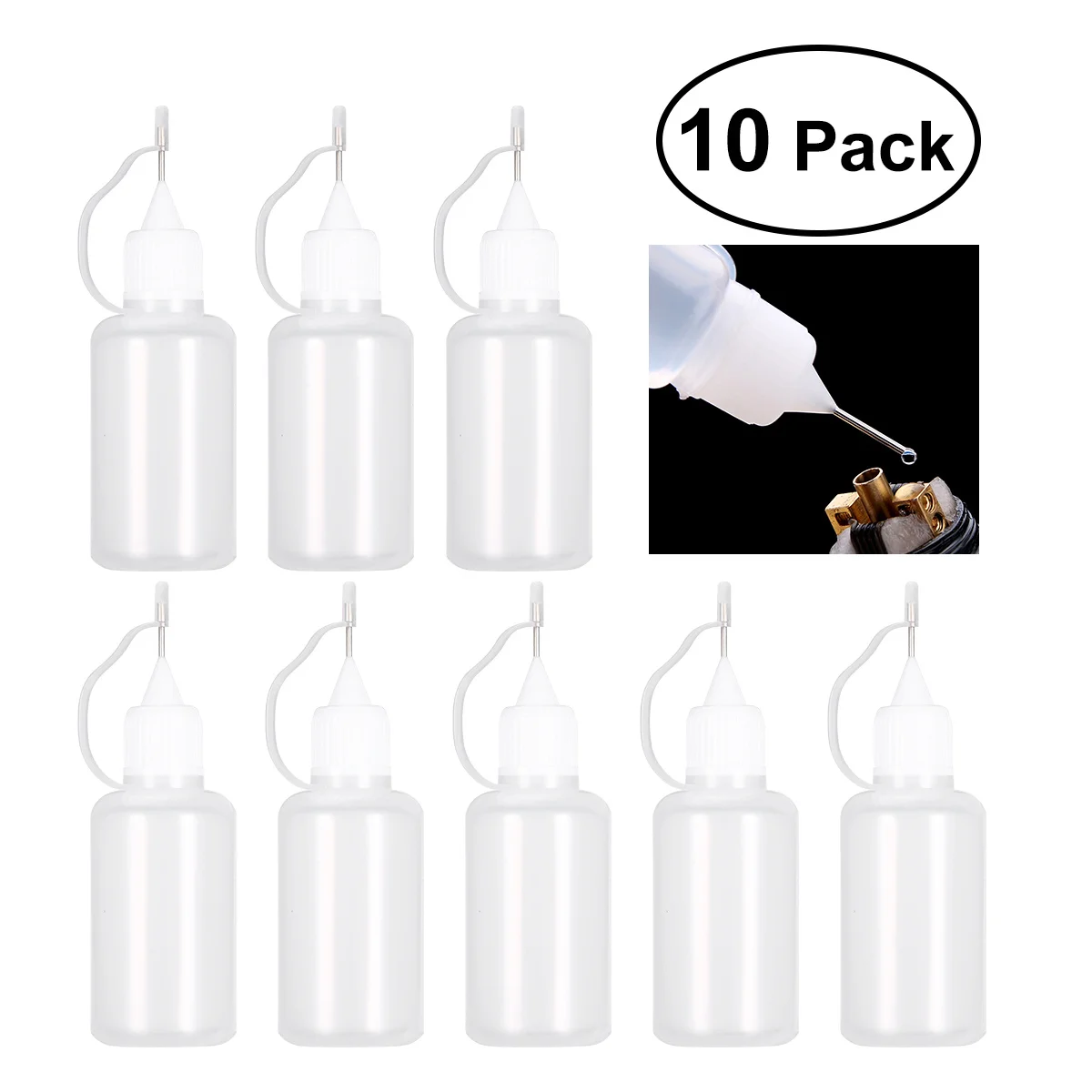 

10Pcs Needle Tip Applicator Bottle Fine Tip Rustproof Metal Precision for DIY Quilling Glue Paints Leakproof Cover