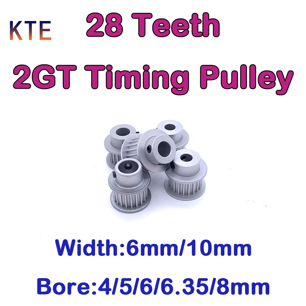 28 Teeth 2GT Synchronous Gear Bore 4mm 5mm 6mm 6.35mm 8mm 28Teeth 2GT Timing Pulley Belt Width 6mm 10mm 28Tooth GT2 Timing Pulle