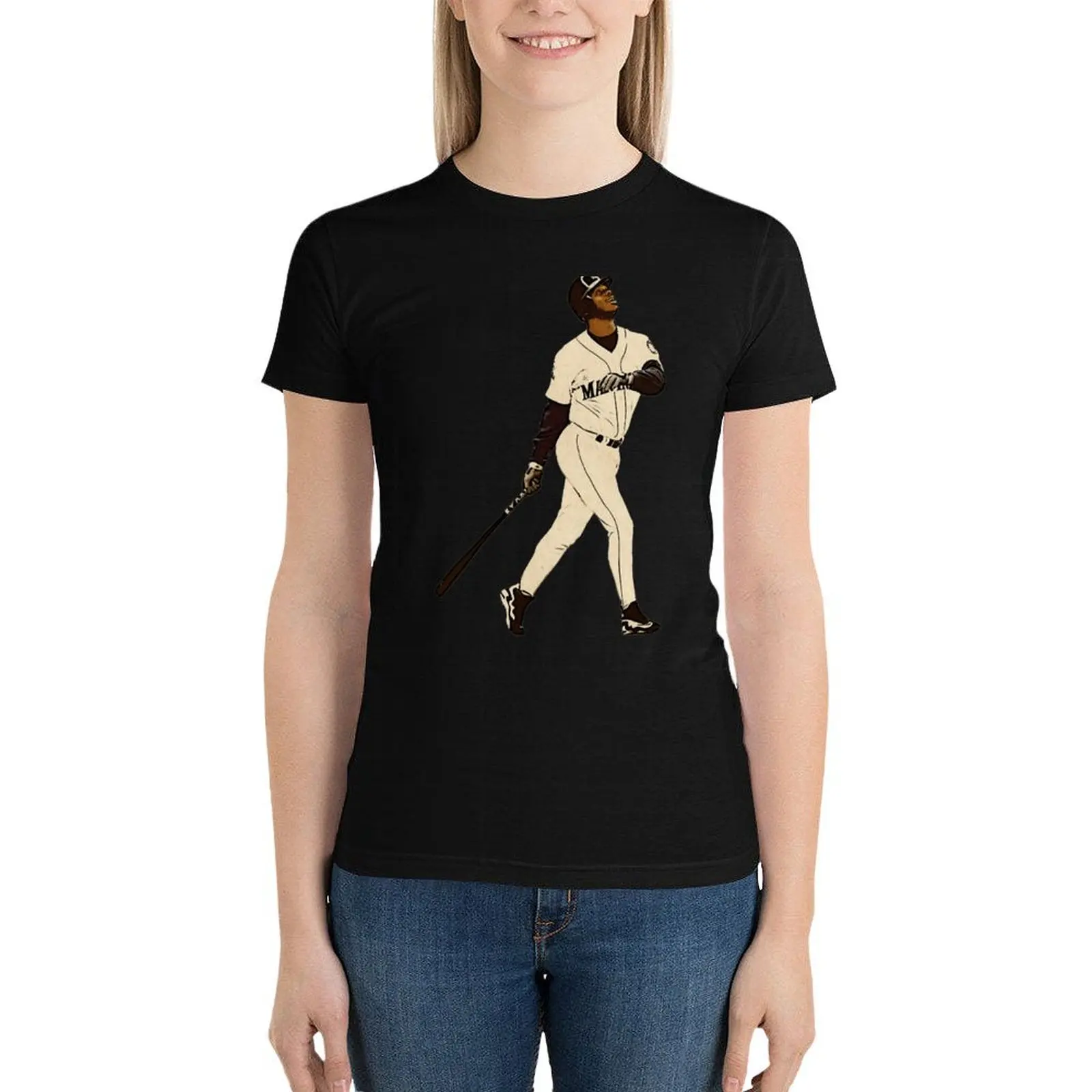 Ken Griffey Jr The Kid Baseball Vintage Signature Perfect Gift T-Shirt anime blacks t-shirts for Women cotton