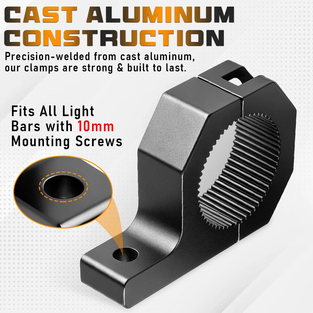 2Pcs Multi-Purpose Aluminum LED Light Brackets Fits 1''-2'' Crossbars, For ATV, UTV, Trucks & Off-Road Vehicles
