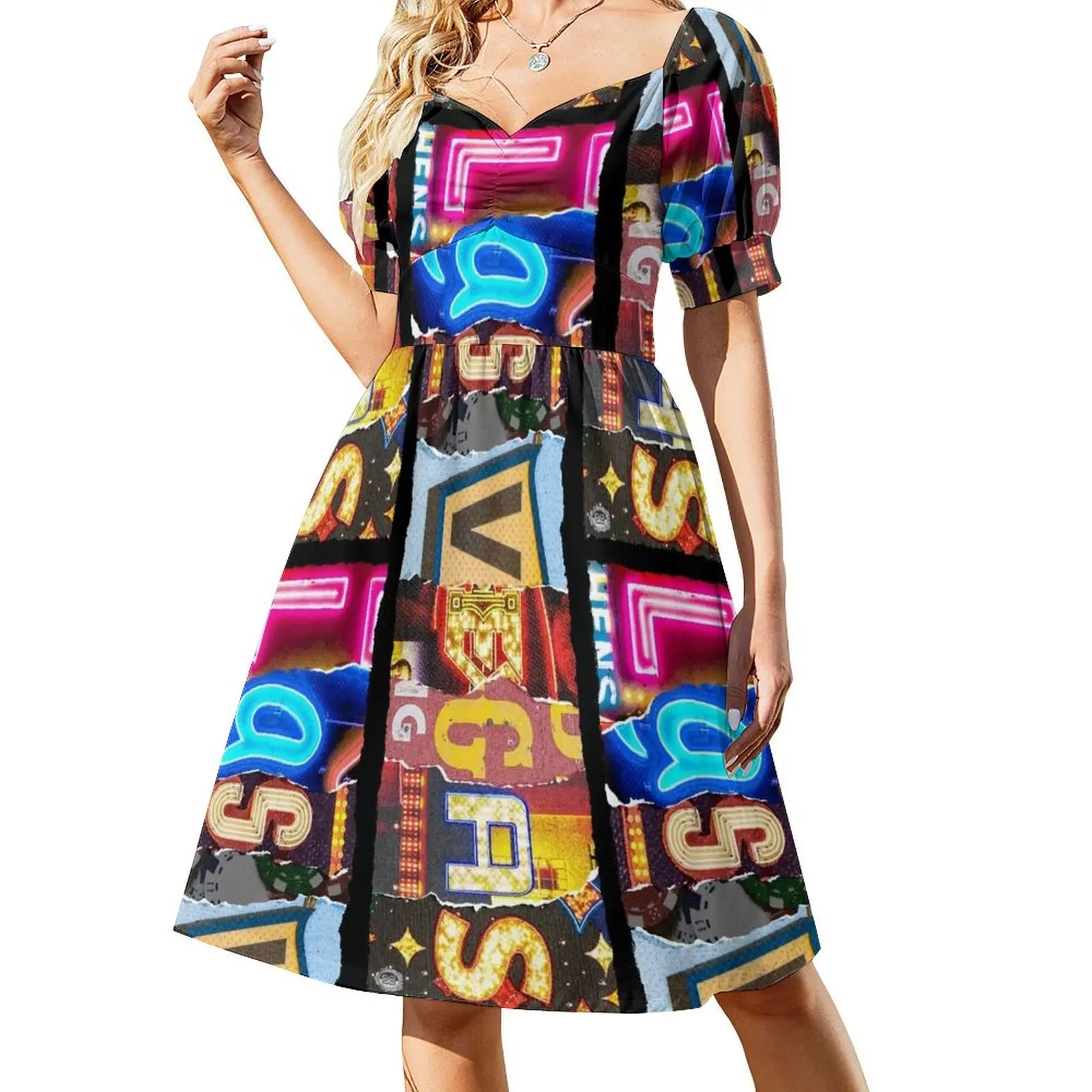 

Las Vegas Signs Short Sleeved Dress dress for women summer sensual sexy dress for women