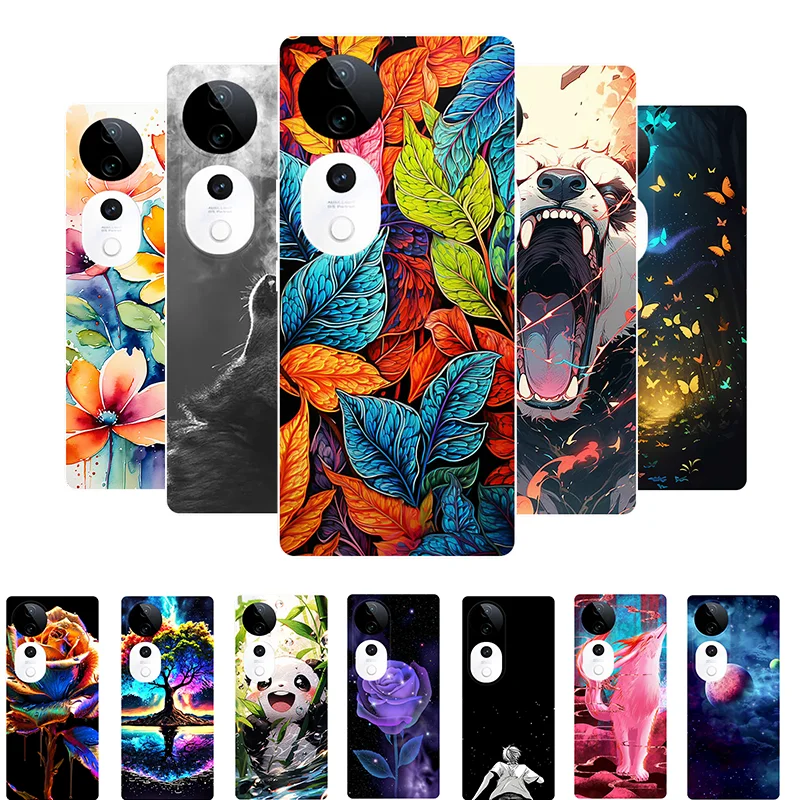 For Vivo V40 5G Case V 40 Leaves Panda Soft Silicone Back Cover for Vivo V40 V2348 Bumper VivoV40 Phone Case