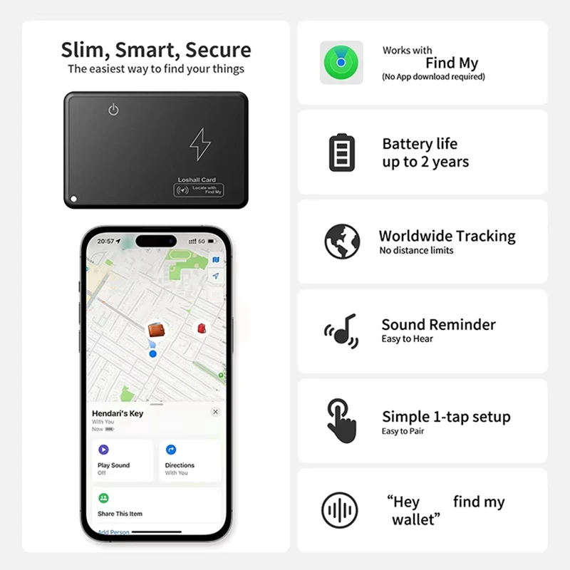 Wireless Smart Tag Card For Find My APP Kid/Pet Finder Key/Bike/Wallet Bluetooth Ultra-Thin GPS Tracker