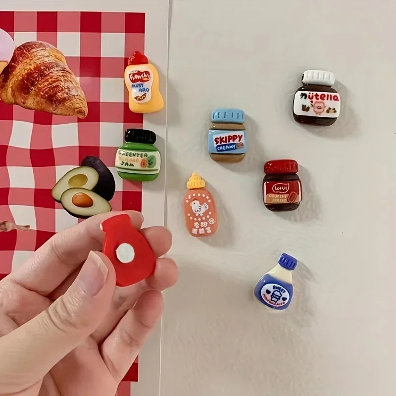 8pcs Refrigerator Magnet 3D Cartoon Sticker Food Fridge Magnets Cute Decorative Magnet Personalized Fridge Magnet Locker Cabinet