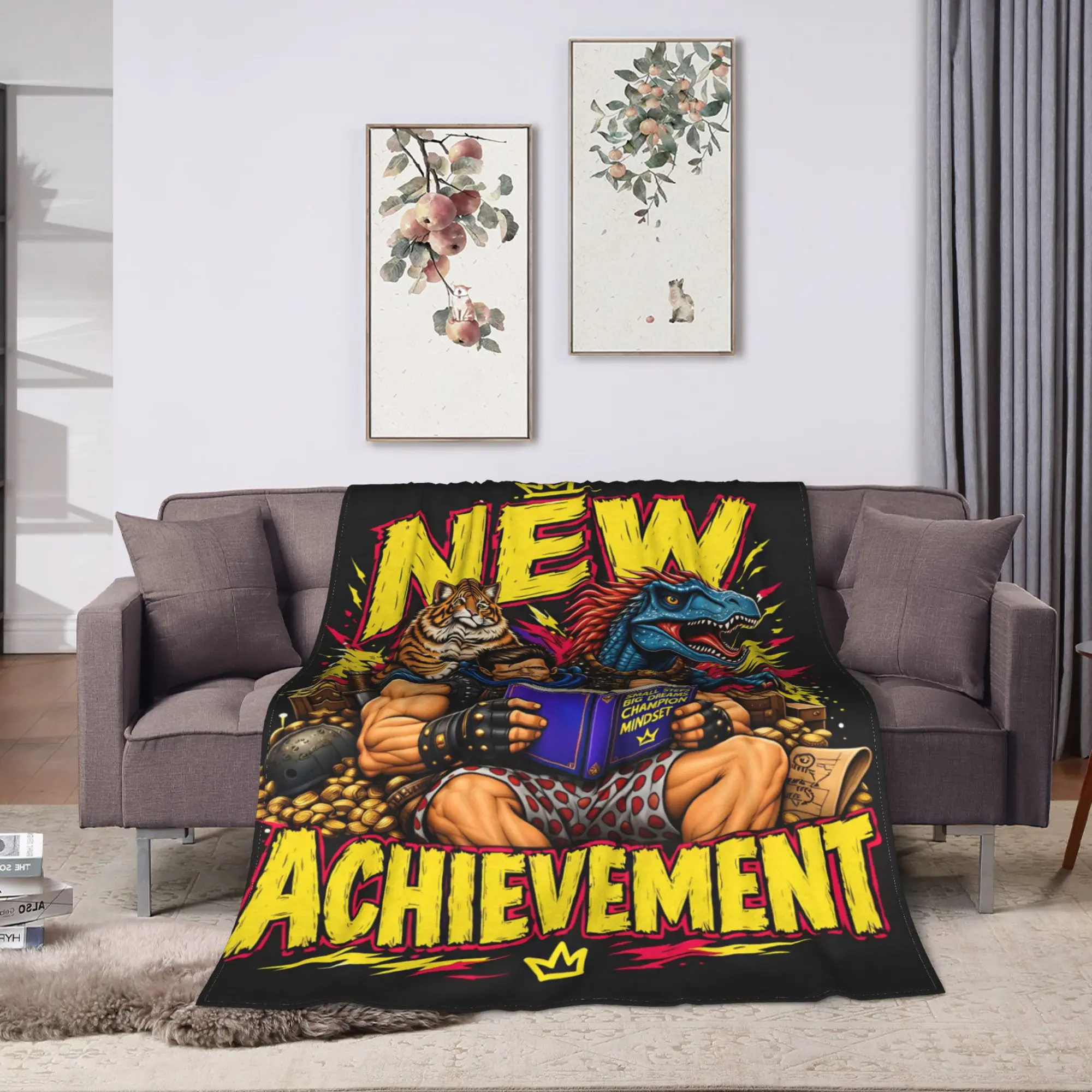 New Achievement Dungeon Crawler LitRPG Carl Champion Mindset Blanket Adults  Flannel Bedding Throws For Living Room Bedspread
