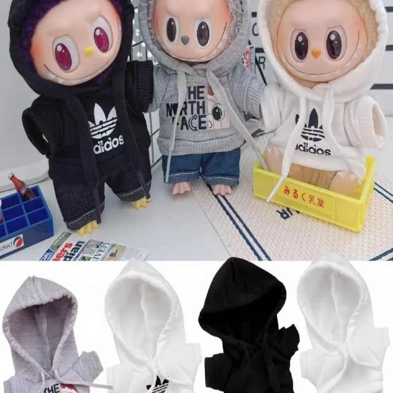 15 17cm For V1 V2 V3 Labubu Doll Clothing Fashion Hoodie and Pants Set Korean Idol Trendy DIY Doll Toy Gift Clothing Accessories