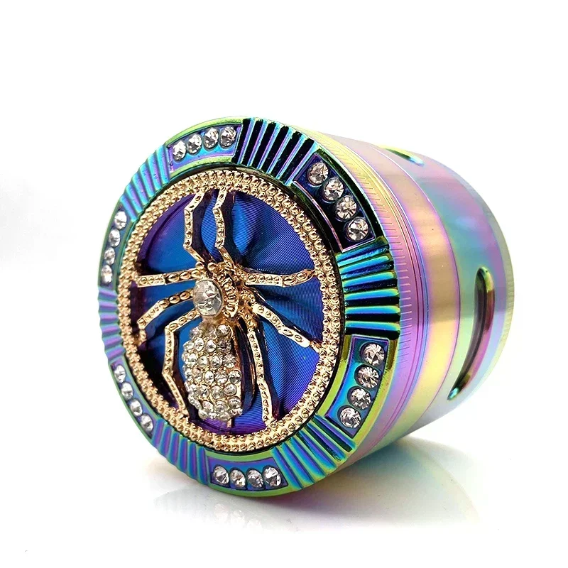 Tobacco Grinder Spider Shape 4 Layers 63mm Rainbow Color Zinc Alloy Herb Grinders Kitchen Crusher