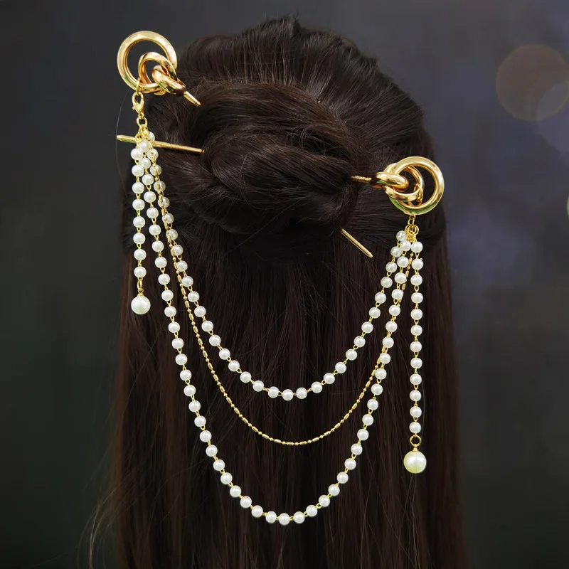 Accessori per capelli Forcina con nappa Catena Hanfu Forcina retrò per donna