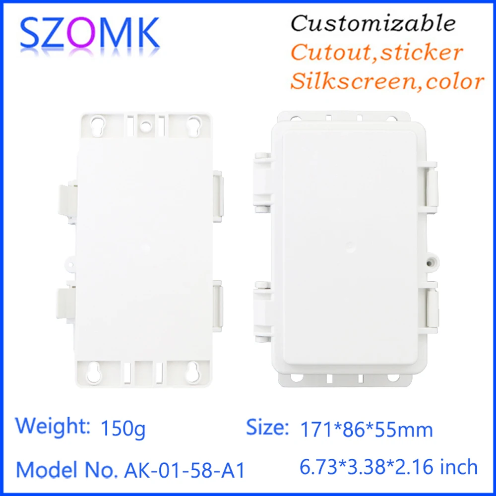 SZOMK AK-01-58 131*82*45mm Custom Ip66 Waterproof Plastic Abs Hinged-Cover Enclosure Case