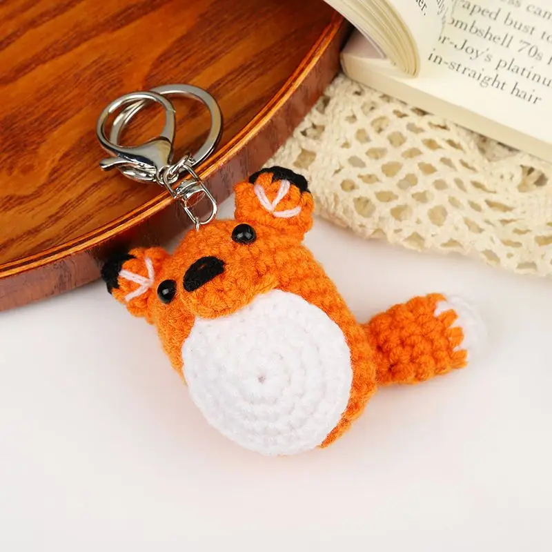 Cute Knitting Keychain Creative Knitted Elephant Car Keychain Wholesale Weaved Penguin Keyrings Small Animal Keys Accessories