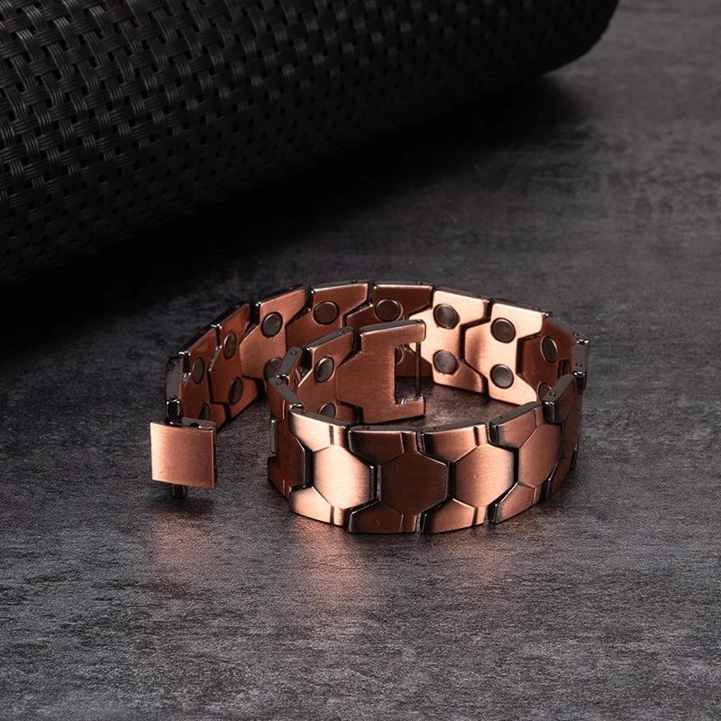 Vintage Pure Copper Bracelet Men Football Copper Wristband Magnetic Bracelets Arthritis Healing Energy Chain Link Jewelry for Me