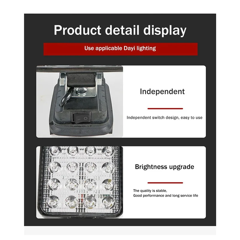 LICE-2Pcs 4 Inch LED Work Light For 18V Battery Battery Power LED Shop Light LED Site For Work Light