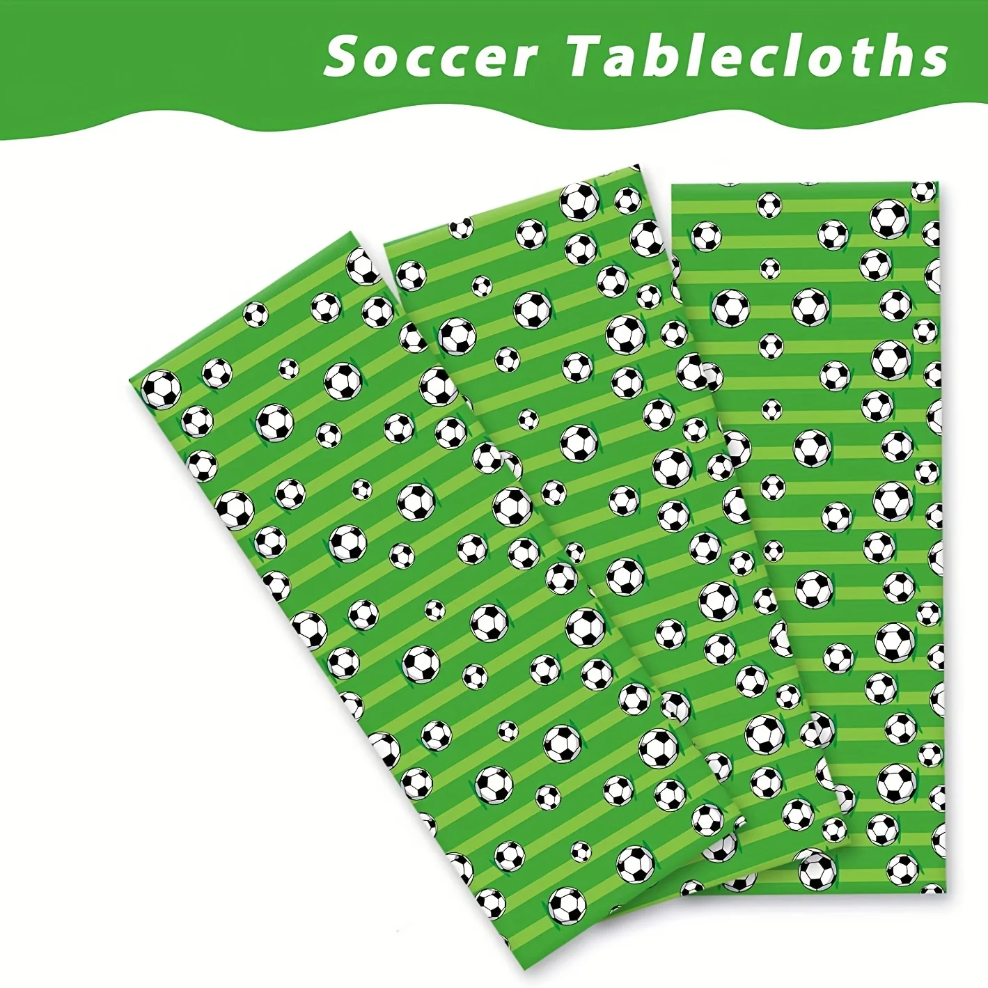1pcs Soccer Themed Green Disposable Tablecloth Football Field Striped Tablecloth Boys' Birthday Party Single Party Outdoor Event view 5