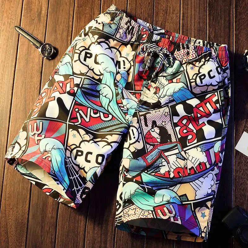 

Men's Beach Pants Men's Summer Shorts Swimming Trunks Trousers Loose-fitting Quick-drying Casual Couples Basketball Printed