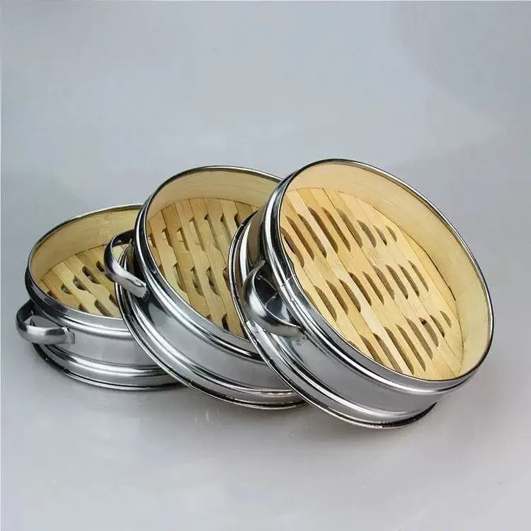 ステンレス製竹製蒸し器ケージ、小型蒸しパン用、ホテルレストラン厨房用品、高さのある蒸し器バスケットラック
