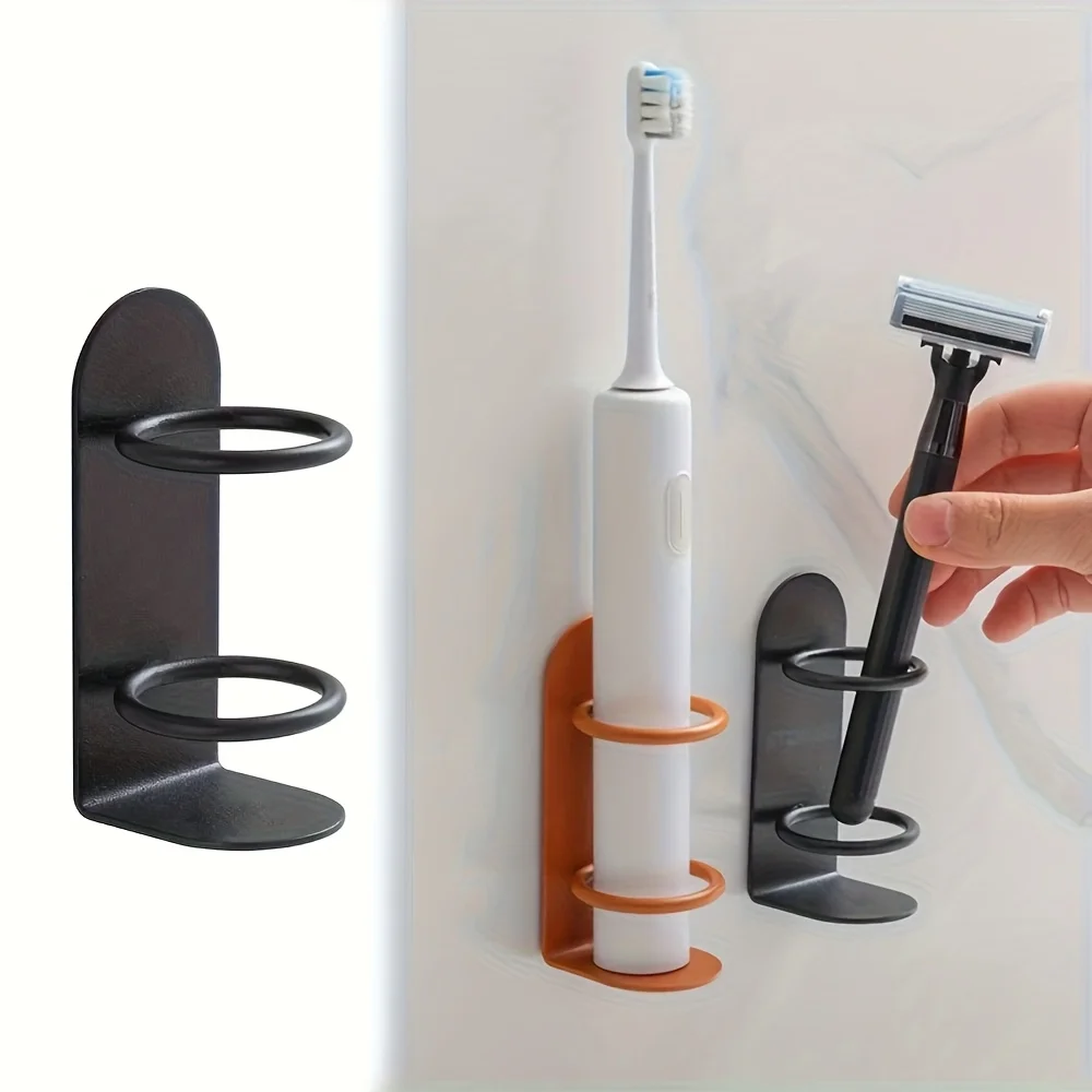 1pc wall mounted toothbrush holder, no drilling required,durable material,shaver holder storage rack, toothbrush storage rack