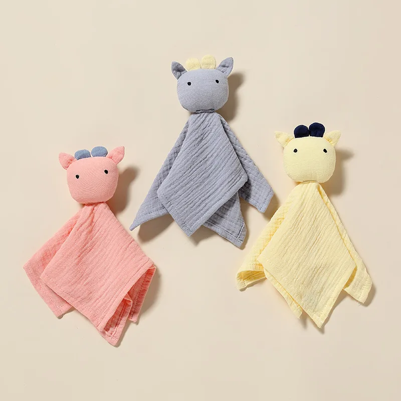 Baby Cotton Muslin Comforter Blanket Newborn Sleeping Dolls Cute Cattle Kids Sleep Toy Soothe Appease Towel Bibs Saliva Towel