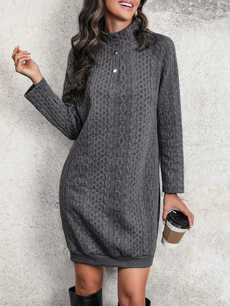 

JIM & NORA Sweater Dress Women Lady Elegant Casual Women's Dresses Modest Long Sleeve Sweaters Pullover Design Turtleneck