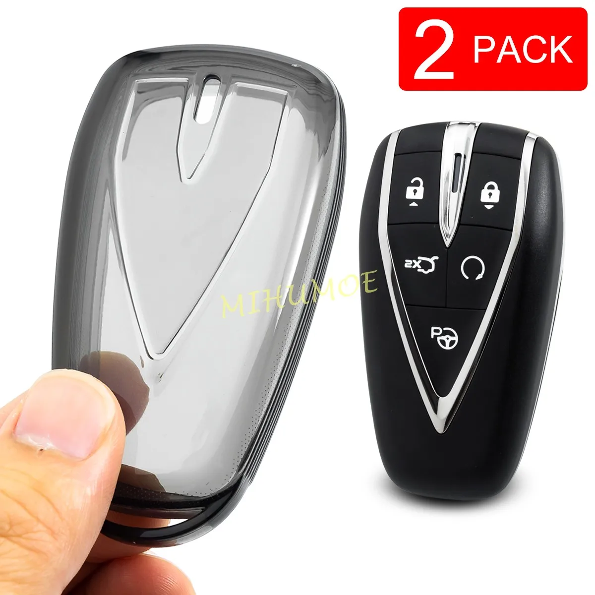 Zwart Transparant Auto Afstandsbediening Sleutelhanger Case Cover Chain Voor Changan CS35 CS55 CS75 PLUS UNI-T UNI-S UNI-K Oshan X5 Plus