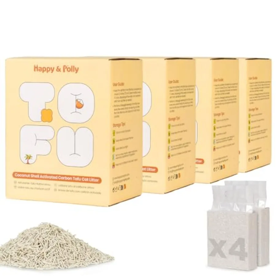 

Наполнитель для кошачьего туалета из тофу, быстро комкующийся, смываемый, ультраабсорбирующий, с минимальным разносом, 100% натуральные ингредиенты с кокосовым углем, 22 фунта (5.5 л)